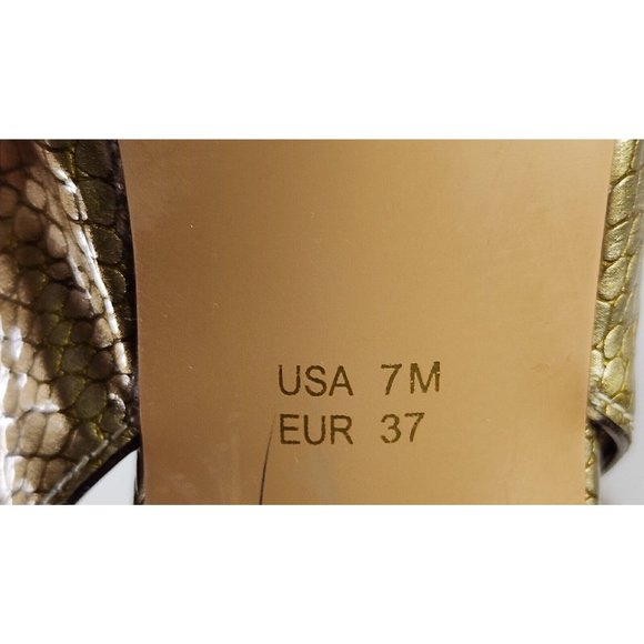 Nina Shoes Womens Size 7 Gold Slingback Alligator Print Pointed Toe Dress Heels - Picture 10 of 11